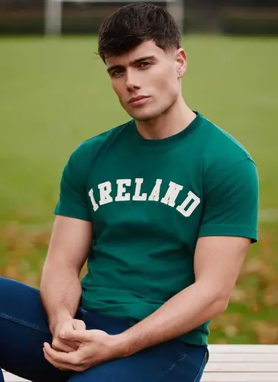 Mens Ireland Short Sleeve T Shirt in Green Cream 